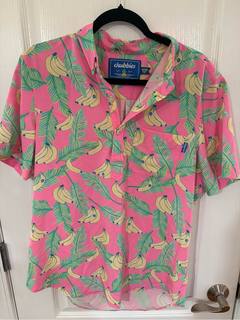chubbies Pink Banana Leaf Short-Sleeve Button Shirt